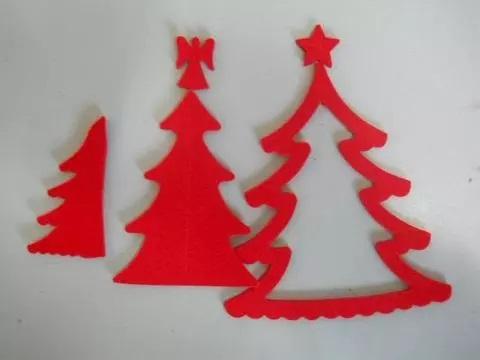 Albero di natale in feltro  - Sconti per Fioristi e Aziende - bianco e rosso H 13,5 set x 5