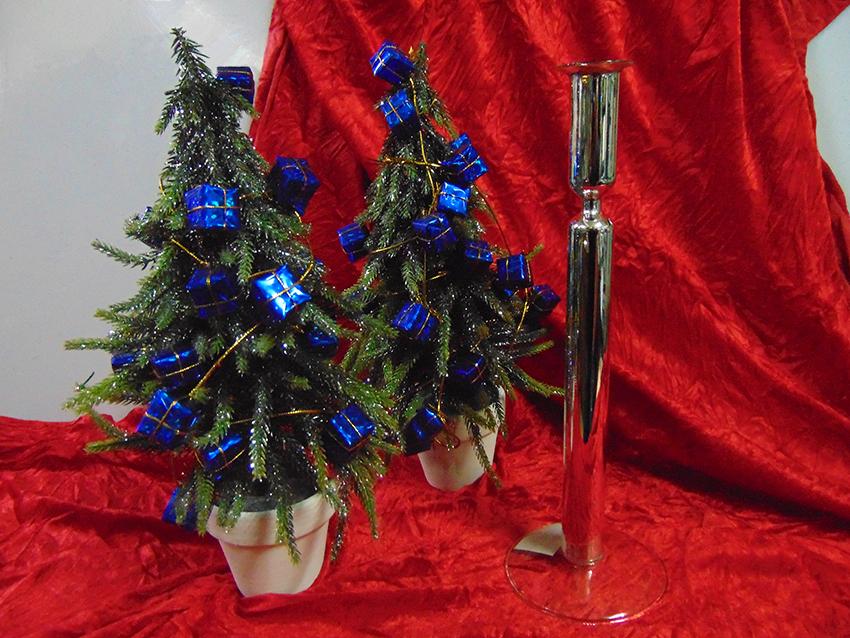 Porta Candela in vetro  - Sconti per Fioristi e Aziende - argentato in 3 misure