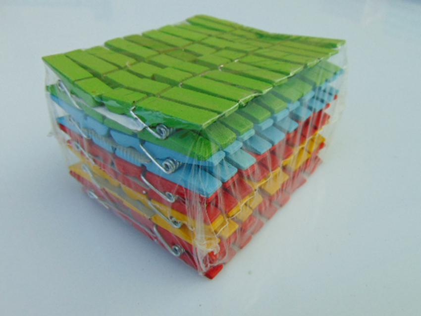 Mollette legno cm. 3,5 naturali e colorati Conf. 100 pezzi
