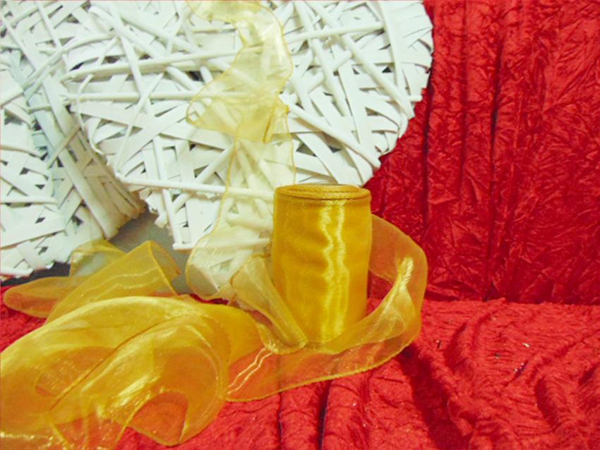 Nastro in Organza Cristal - Sconti per Fioristi e Aziende -  Giallo mt. 25 H 8 - H 12