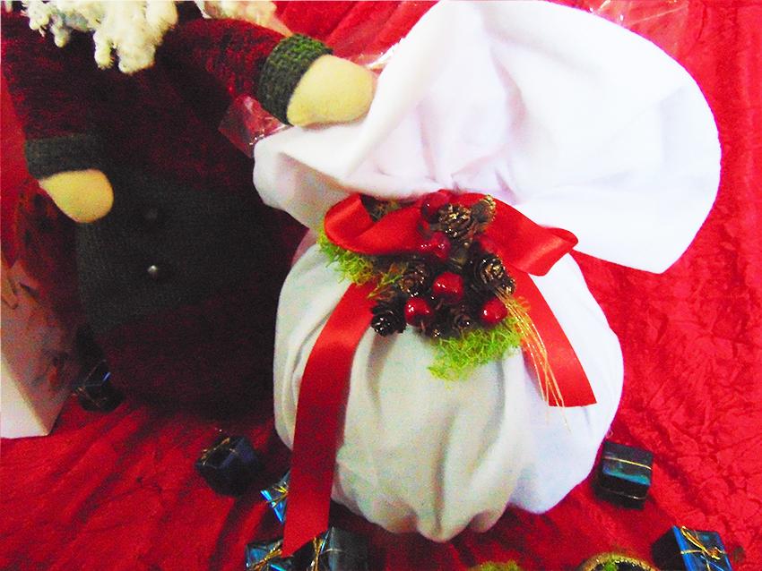 Porta Panettone in Cotone cm 40 x 43 - Sconti per Fioristi e Aziende - Rosso - Bianco