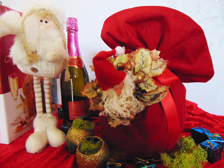 Porta Panettone in Cotone cm 40 x 43 - Sconti per Fioristi e Aziende - Rosso - Bianco