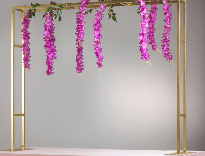 Arco Rettangolare in ferro - Sconti per Fioristi e Aziende . -  H 120 cm. 150 x20  Bianco/Oro