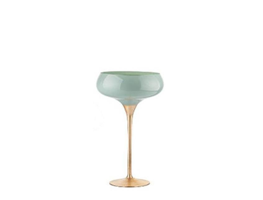 Coppe Martini e Coppe Bombate in Vetro Verde/Oro Linea Ticino Sconti per Fioristi, Wedding e Aziende