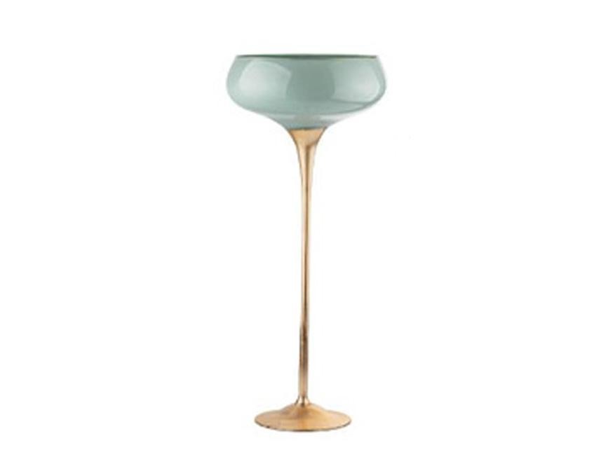 Coppe Martini e Coppe Bombate in Vetro Verde/Oro Linea Ticino Sconti per Fioristi, Wedding e Aziende