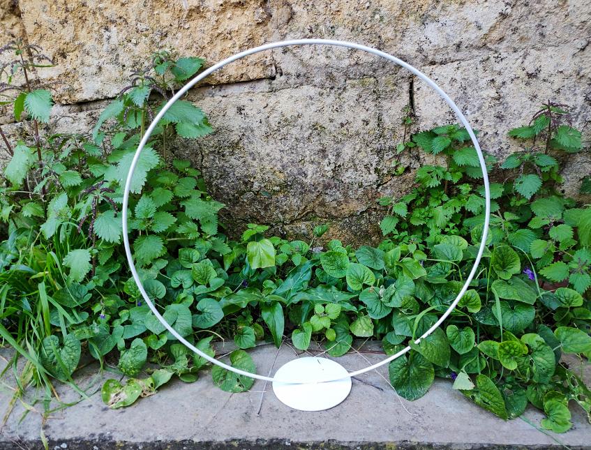 Cerchio dm.40 su piedistallo  - Sconti per Fioristi e Aziende . - Bianco e Oro