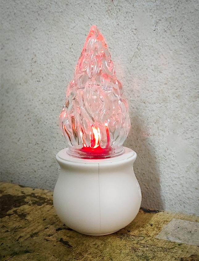 Lumino fiamma in vetro H 18 cm luce tremolante Rosso/Bianco/Blu durata 365 giorni - Sconti per Fioristi e Aziende