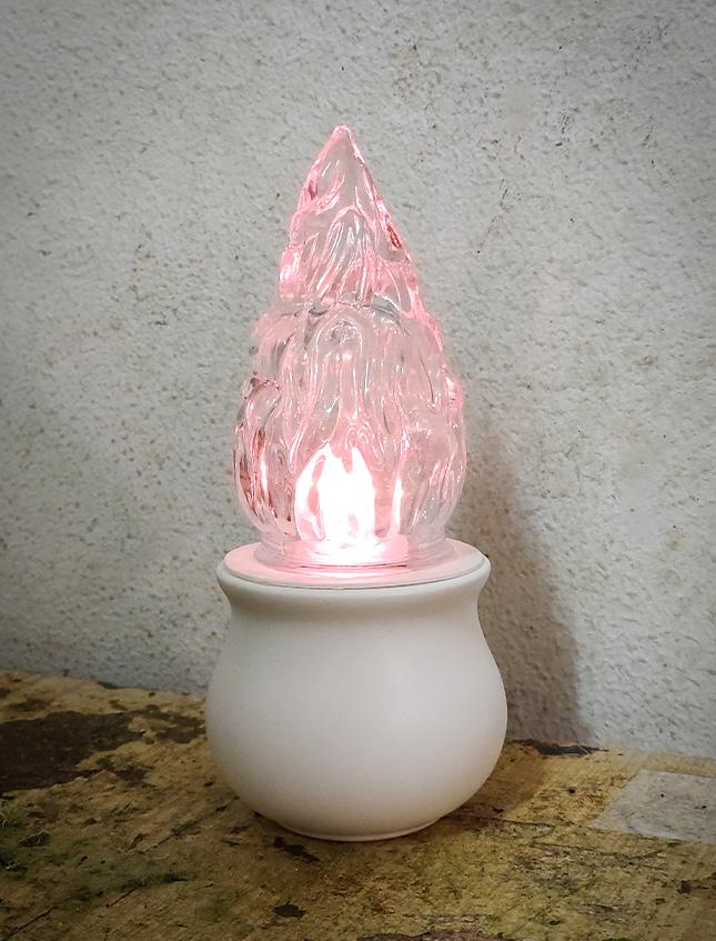 Lumino fiamma in vetro H 18 cm luce tremolante Rosso/Bianco/Blu durata 365 giorni - Sconti per Fioristi e Aziende