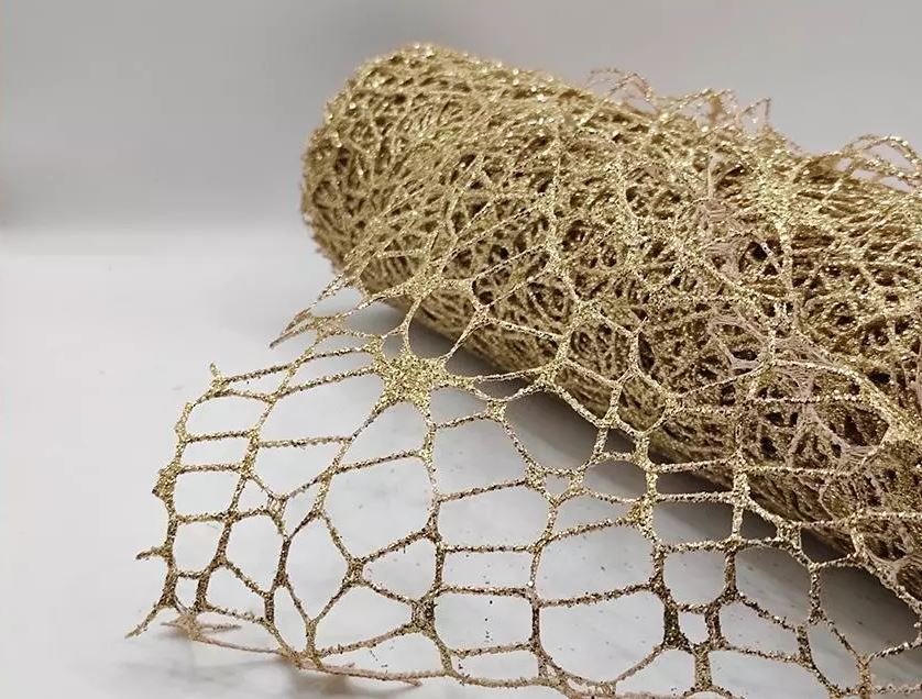 Spidernet Glitter H 50 x 5 yds - Sconti per Fioristi e Aziende - Polycotton Red-Gold-Silver