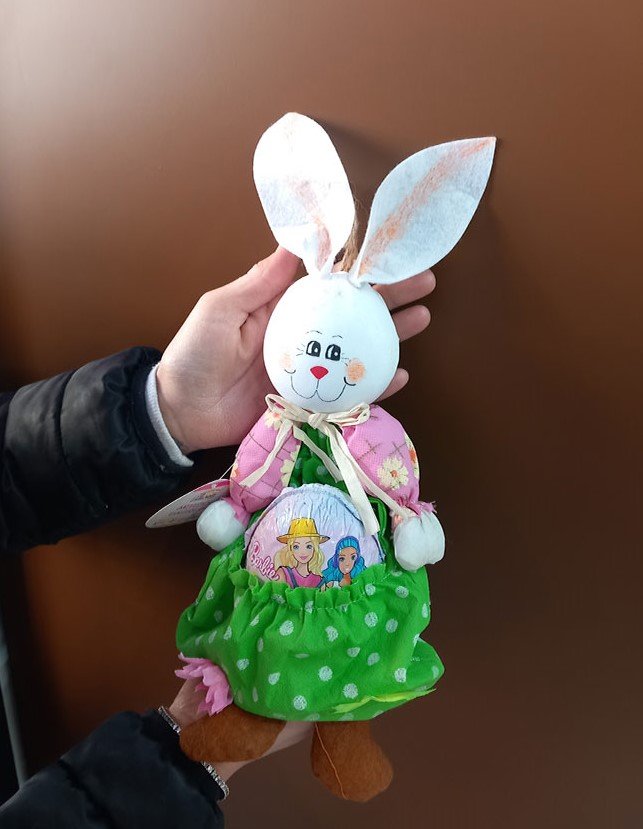 Coniglio H 40 con Marsupio - Sconti per Fioristi e Aziede - Stoffa imbottita