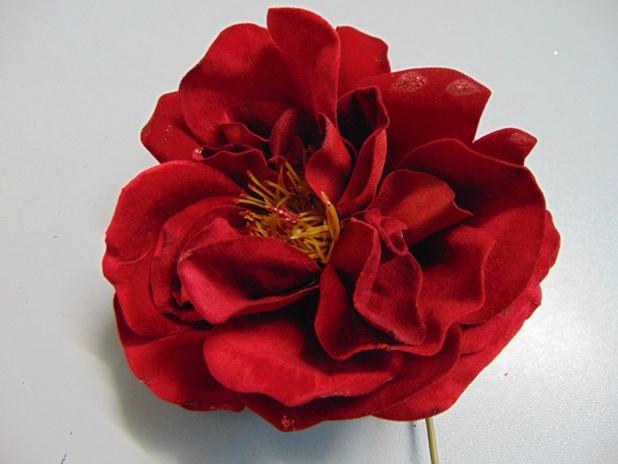 Rosa Artificiale Velluto - Sconti per Fioristi e Aziende -  Rosso o Flamè