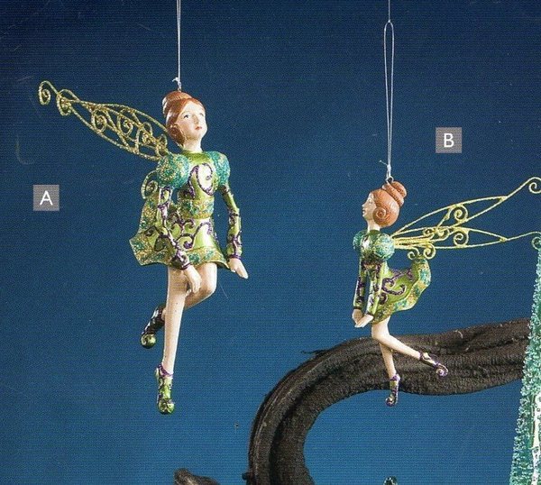 Fatine Trilly H 15 in resina - Sconti per Fioristi e Aziende -   Verde Oro e Turchese Oro