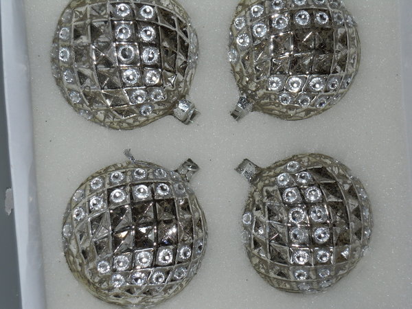 Palline di natale in vetro dm8  - Sconti per Fioristi e Aziende - x 4  con strass in 2 modelli