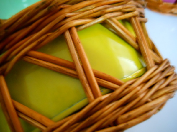 Cesti rettangolari set x 3  - Sconti per Fioristi e Aziende - in vimini con latta colorata