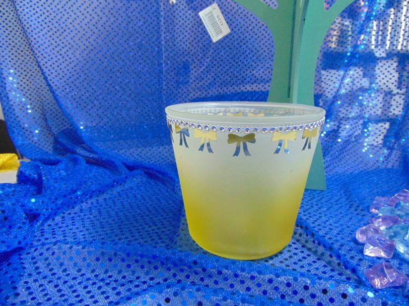Porta vaso in vetro satinato  - Sconti per Fioristi e Aziende - giallo in due modelli
