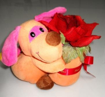 Peluches con rosa rossa Articolo per S. Valentino - Sconti per Fioristi e Aziende .