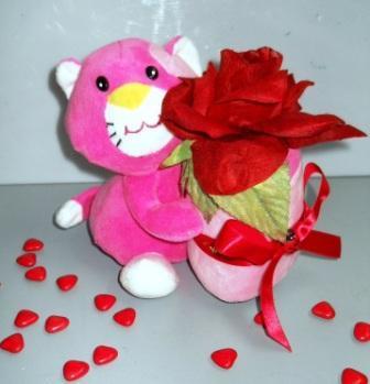 Peluches con rosa rossa Articolo per S. Valentino - Sconti per Fioristi e Aziende .