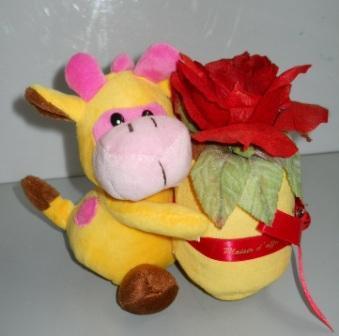Peluches con rosa rossa Articolo per S. Valentino - Sconti per Fioristi e Aziende .