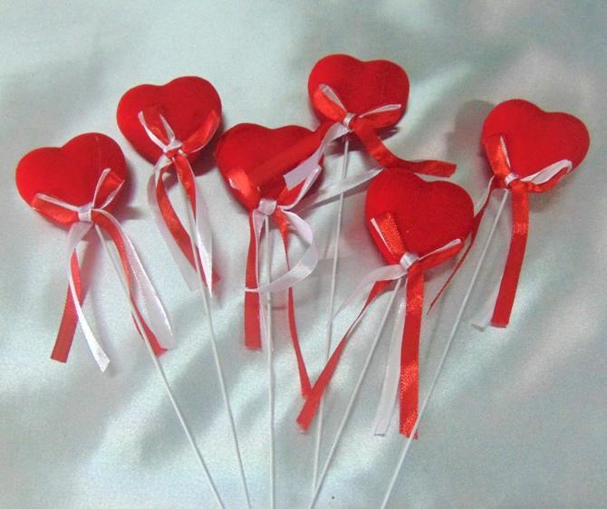Cuoricini red velvet steccati cm 3 conf. x 6 Articolo per San Valentino - Sconti per Fioristi e Aziende