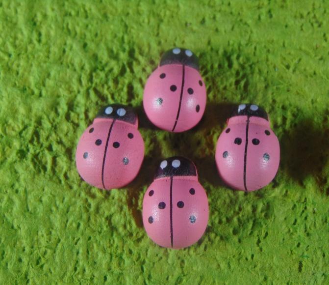 Coccinelle in legno colori diversi con biadesivo mm.13 - mm.18 - mm. 25 - Sconti per Fioristi e Aziende