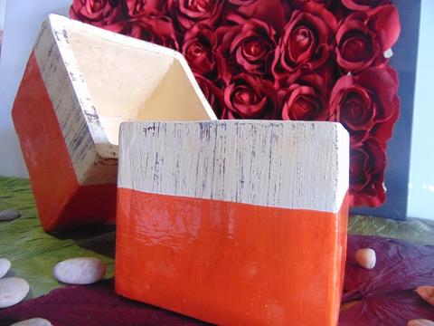 Cubo x 2 Ceramica Bicolore - Sconti per Fioristi e Aziende - Avorio/ Arancio/ Marrone/ Giallo