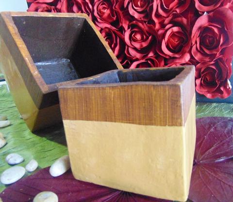 Cubo x 2 Ceramica Bicolore - Sconti per Fioristi e Aziende - Avorio/ Arancio/ Marrone/ Giallo