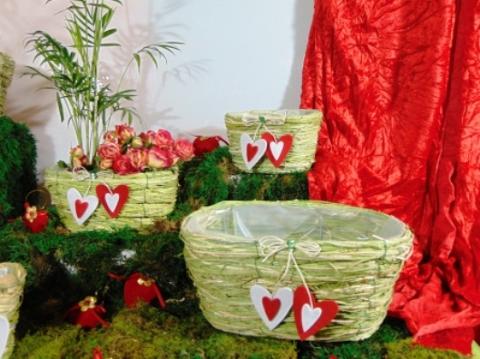 Cesti sea grass x 3 Ovali Rosso e Verde - Sconti per Fioristi e Aziende