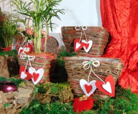 Cesti sea grass x 3 Quadri Rosso e Verde - Sconti per Fioristi e Aziende