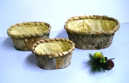 Cesti x 3 betulla barca e ovali - Sconti per Fioristi e Aziende  - cm 30 e 22