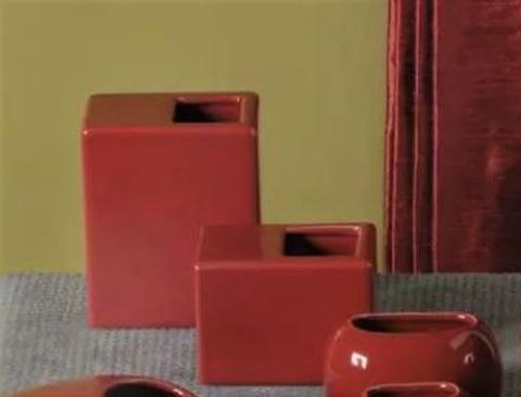 Vasetti rettangolari in ceramica GAV corallo H 12.5 - H 8 - Sconti per Fioristi e Aziende