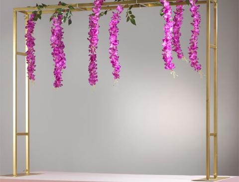 Arco Rettangolare in ferro - Sconti per Fioristi e Aziende . -  H 120 cm. 150 x20  Bianco/Oro