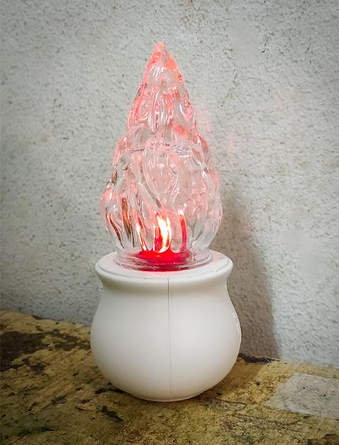 Lumino fiamma in vetro H 18 cm luce tremolante Rosso/Bianco/Blu durata 365 giorni - Sconti per Fioristi e Aziende