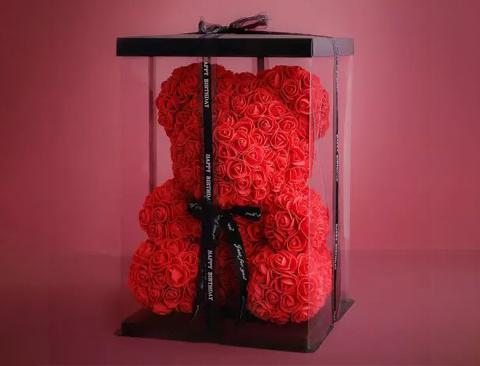 Teddy Bear Rose H 40 x 25 - Sconti per Fioristi e Aziende . - in box PVC