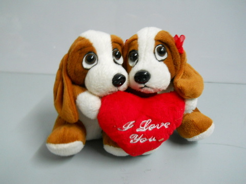 Coppia Peluches H 16 con cuore Articolo per S. Valentino - Sconti per Fioristi e Aziende