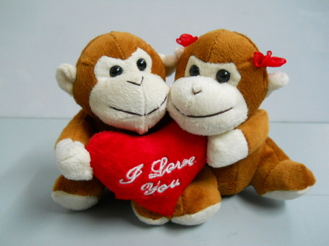 Coppia Peluches H 16 con cuore Articolo per S. Valentino - Sconti per Fioristi e Aziende
