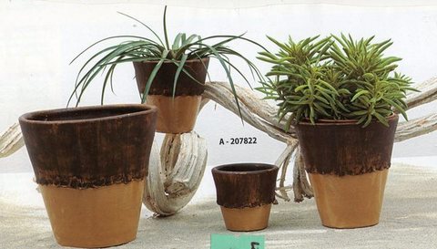 Vasi x 4 Ceramica Bicolore - Sconti per Fioristi e Aziende - Avorio - Arancio  Giallo - Marro