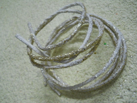 Stringhe x 2 da cm. 150 - Sconti per Fioristi e Aziende - animate puntinate Silver / Avorio