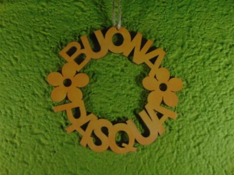 Buona Pasqua in legno dm. 13 H 27 traforato - Sconti per Fioristi e Aziende