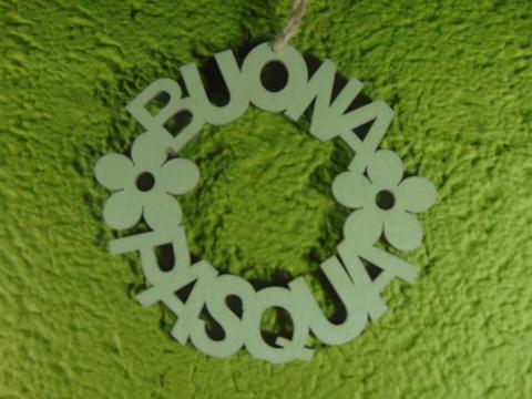 Buona Pasqua in legno dm. 13 H 27 traforato - Sconti per Fioristi e Aziende