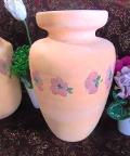 Vaso Ceramica H 30 Rosa Decorato - Sconti per Fioristi e Aziende