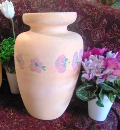 Vaso Ceramica H 30 Rosa Decorato - Sconti per Fioristi e Aziende - in 3 modell