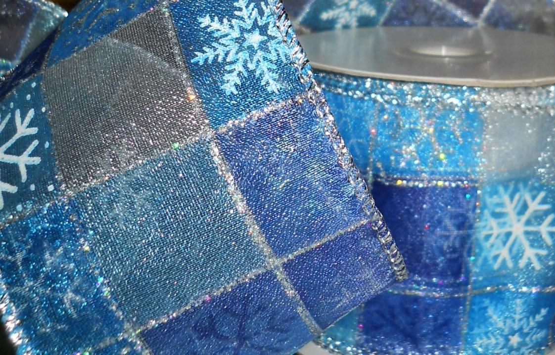 Nastro Fiocchi di Neve H 40   - Sconti per Fioristi e Aziende - Organza Glitterata da mt. 10