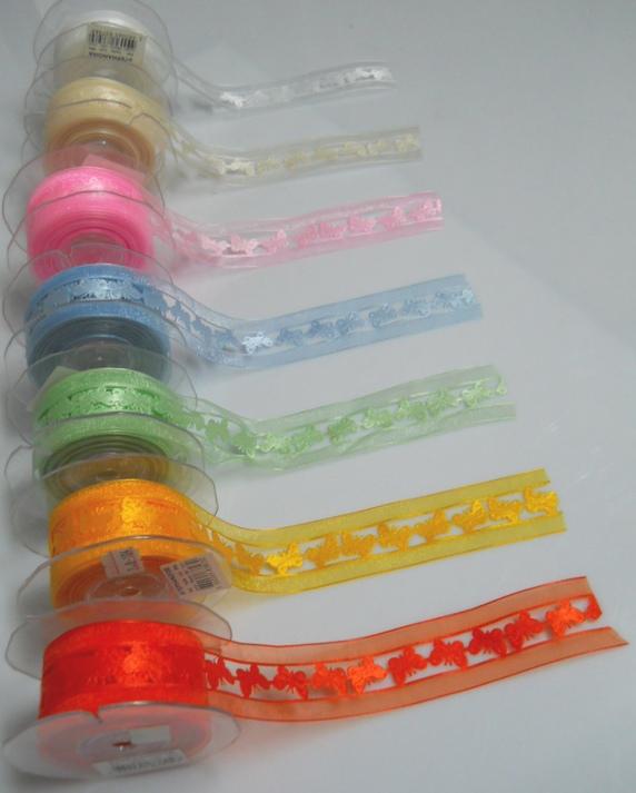 Nastro Organza Farfalle H 38  - Sconti per Fioristi e Aziende - Natro fustellato da 10 metri