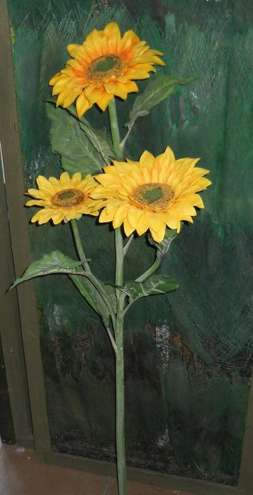 Girasole Artificiale x 3 Large Stem - Sconti per Fioristi e Aziende . - in poliestere