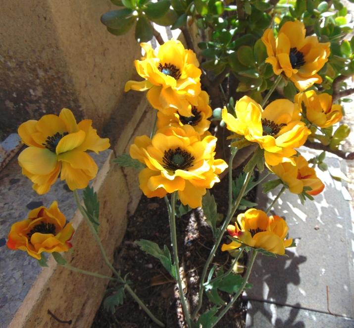 Anemoni spray x 2 H 56 in poliestere - Sconti per Fioristi e Aziende .