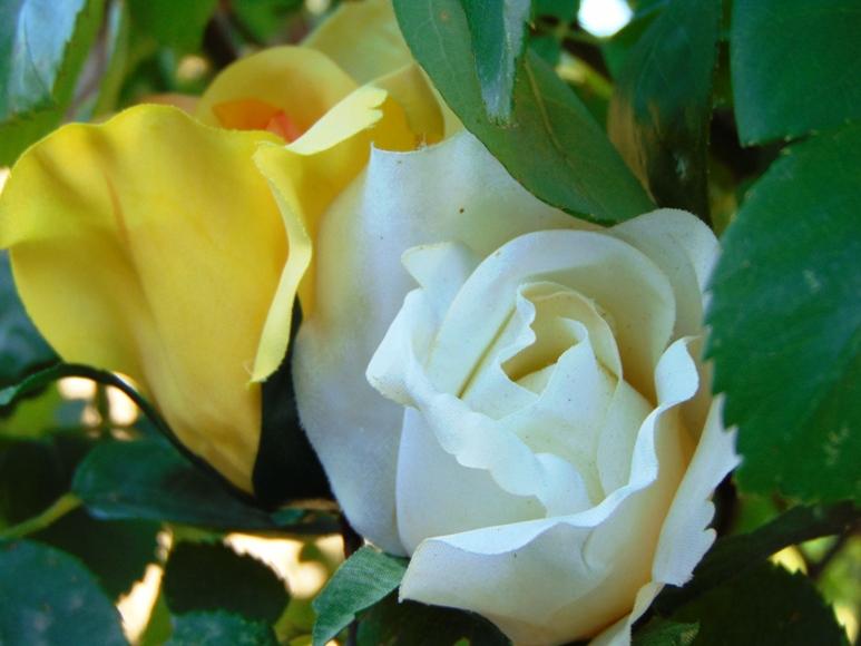 Bocciolo di rosa con 6 foglie in poliestere - Sconti per Fioristi e Aziende .