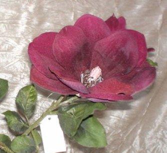 Magnolia & Rose x 2 velluto  - Sconti per Fioristi e Aziende -Bordeaux con bocciolo