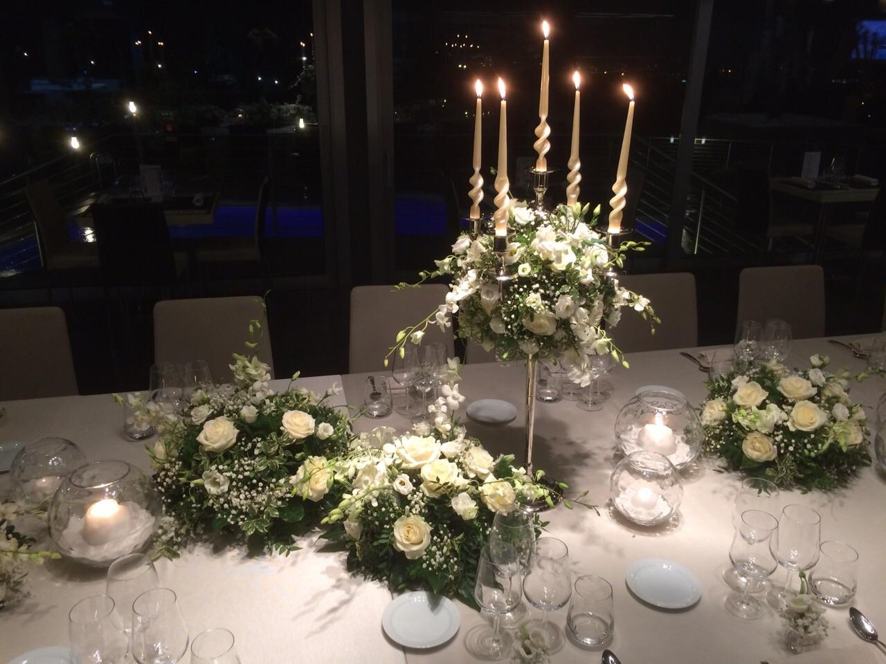 Candelabro H 33 a 5 luci  - Sconti per Fioristi e Aziende . - Argento Nichel