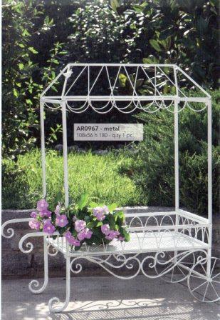Carrello da giardino in ferro bianco H 103 L 93x44 - Sconti per Fioristi e  Aziende - San Michele di Ganzaria (Catania)