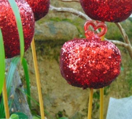 Frutta steccata e glitterata  - Sconti per Fioristi e Aziende - Pera - Mela - arancia - Melograno